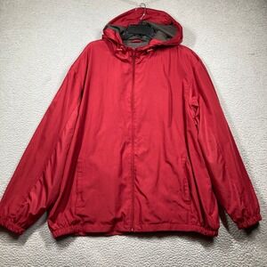 ST JOHNS BAY Jacket Mens XXL Red Hooded‎ Lightweight Windbreaker Casual Relaxed